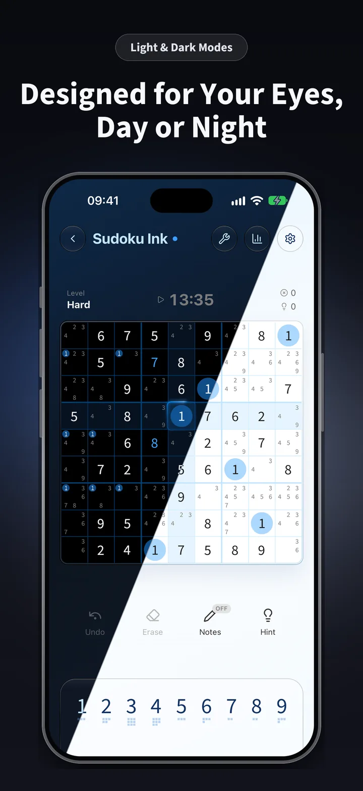 One board in light and dark mode